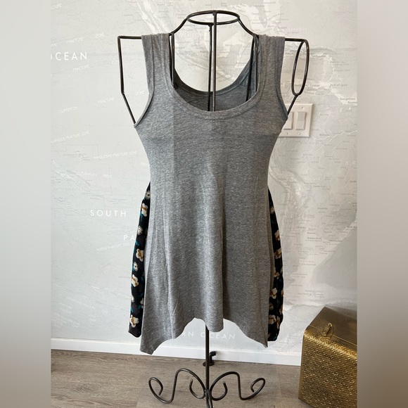 Anna Sui Silk Floral Inset Shark Bite Hem Tank Mini Dress M/L - Picture 5 of 7